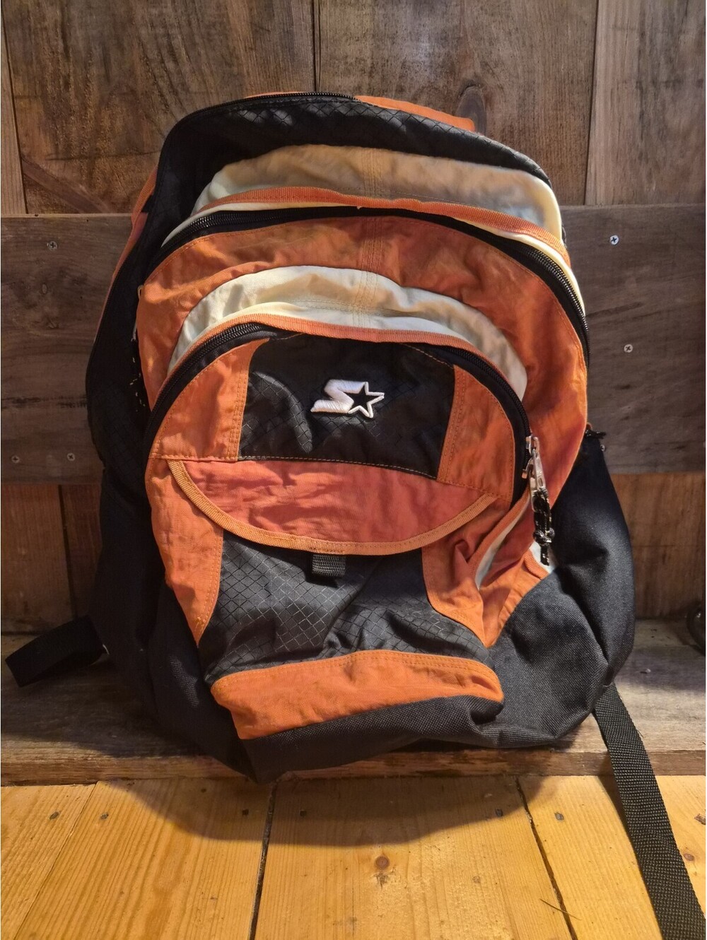 Starter Backpack Orange And Black Y2k Multiple Compartments